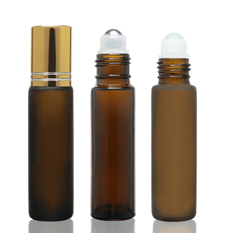 Cosmetic packaging — 10ml Roll-on Glass Bottle Roller for Ball Cap 5ml 10ml Amber Blue Clear for Skin Care Perfume Attar Essential Oil Cylinder Shape