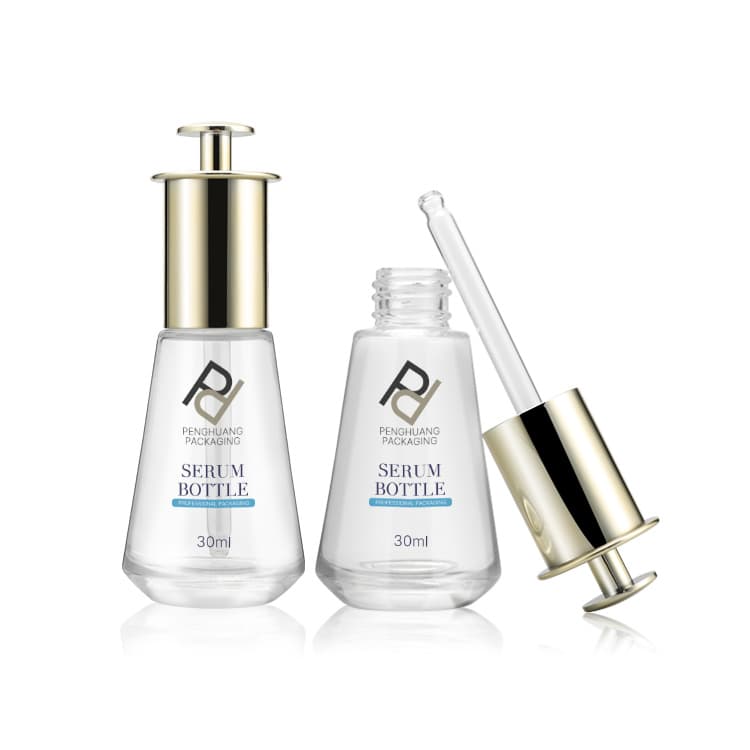 Cosmetic packaging — 30ml Cear Glass Dropper Bottle Wholesale Skincare Packaging Cosmetic Press Dropper 1oz Glass Serum Bottles