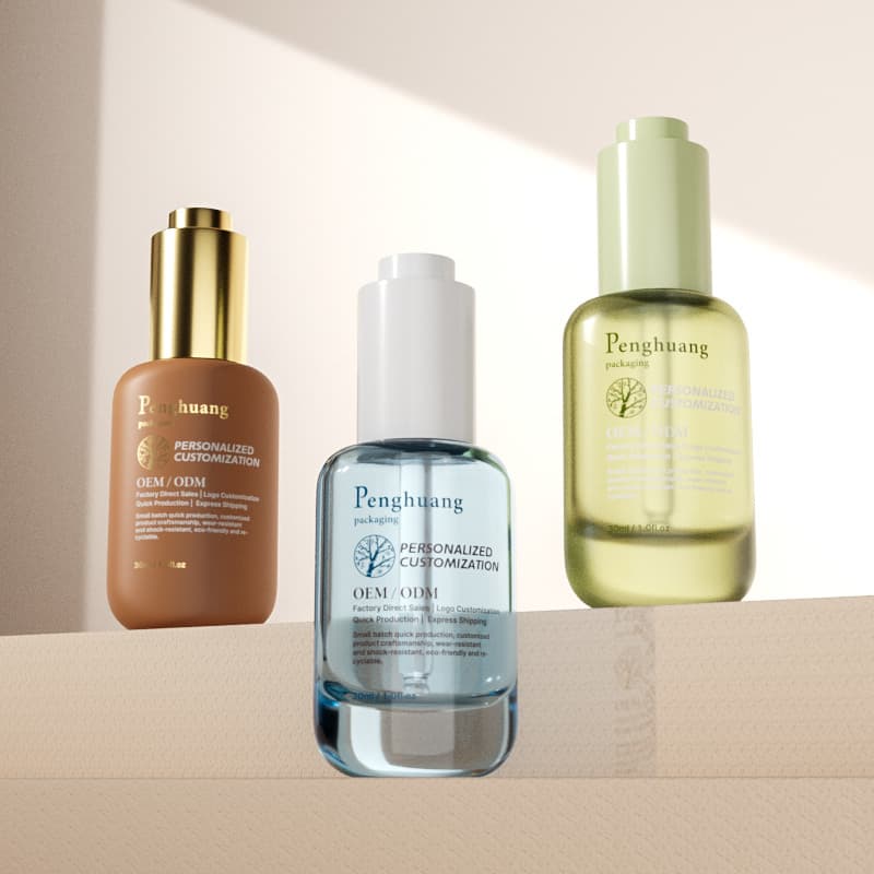 Cosmetic packaging — Custom Luxury 30ml Empty Essential Oil Bottle Transparent Glass Dropper Bottle 30ml Round Serum Oil Glass Bottle Press Dropper