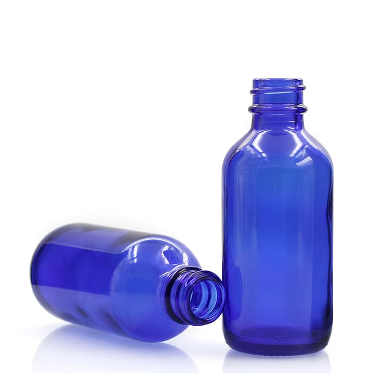 Cosmetic packaging — Boston Glass Bottles Massage Oil Glass Dropper Bottle 60 ml Blue Body