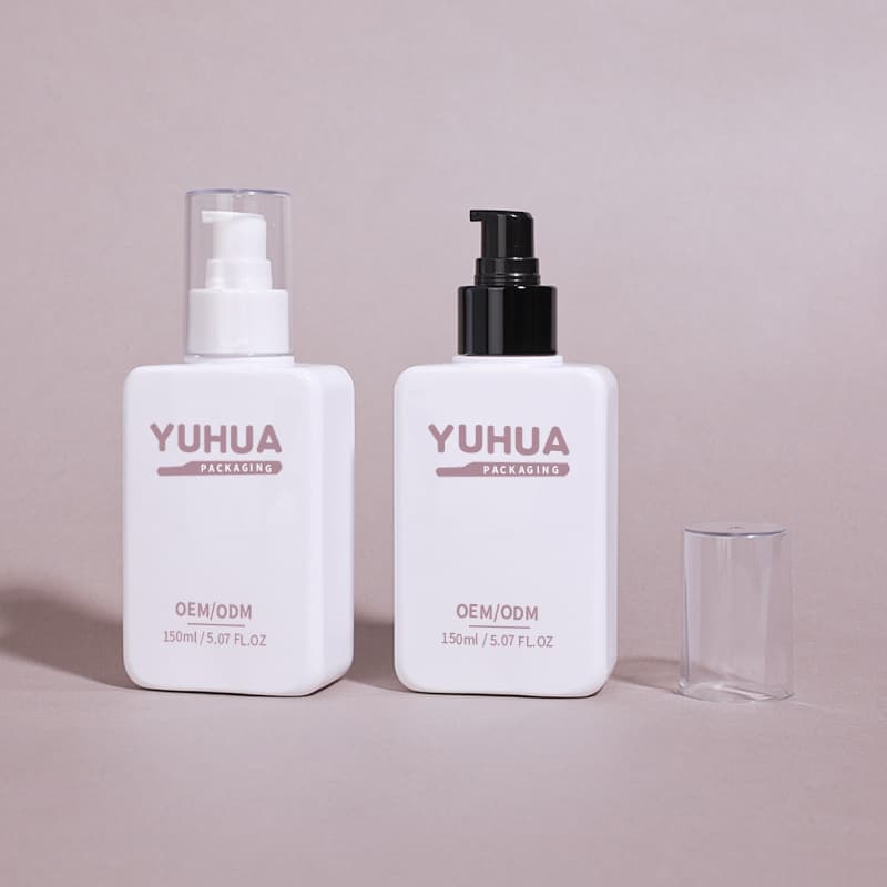Cosmetic packaging — PET Plastic Flat square Bottle 150ml Custom Reliable Lotion Pump Bottle Empty Cleanser Shampoo Bottle