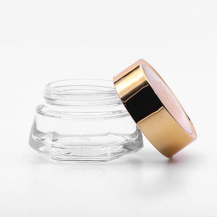Cosmetic packaging — Clear Glass jar 20g 30g  50g Custom Color with  Bright gold lid Face Cream Jars Cosmetic Packaging Set for Skin  Care Jar