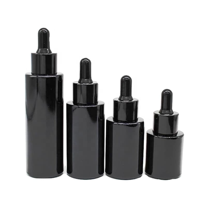 Cosmetic packaging — Light-Proof 30ML Empty Black Glass Serum Oil Bottle Press Pump Essential Oil Dropper 50ml Face Care Skincare Oil Bottles