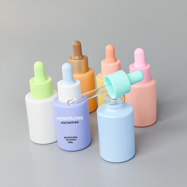Cosmetic packaging — Custom cosmetic bottle wholesale printing 1oz matte glass dropper bottle hair care serum packing 30ml glass facial serum bottle