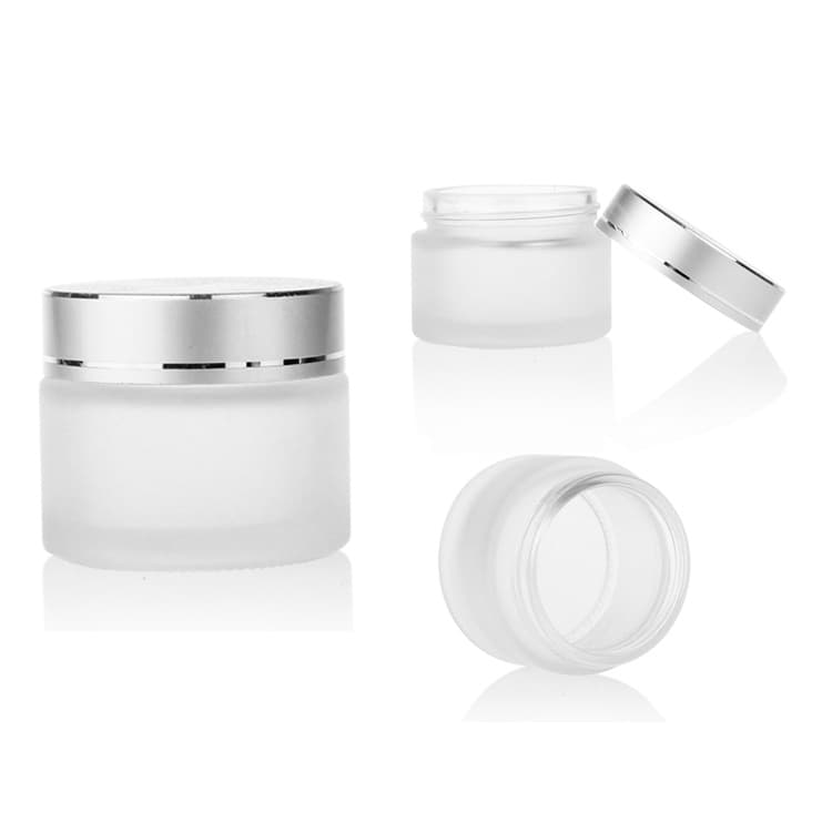 Cosmetic packaging — Wholesale Skin Care Container and Packaging 10/15/20/30/50/60/100g Frosted Cosmetic Wide Mouth Glass Jar With Silver Screw Cap