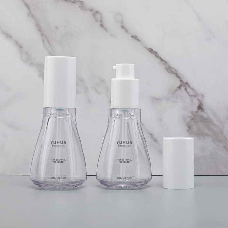 Cosmetic packaging — Luxury Custom Hexagon Shape Liquid Foundation Bottle 50ml Wholesale Skincare Face Lotion Plastic Pump Bottle