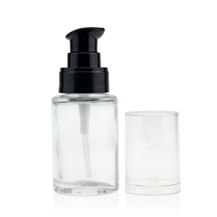 Cosmetic packaging — Luxury 30ml 20ml 15ml foundation frosted round shape with pump cap