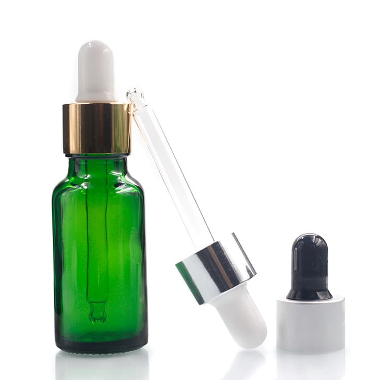 Cosmetic packaging — Wholesale 20ml Empty  Cosmetic Container green color Essential Oil Glass Dropper Bottle  Manufacturers hot sale
