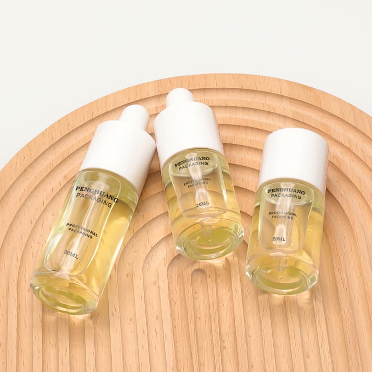 Cosmetic packaging — Factory Wholesale Cylinder 20ml 30ml Glass Essential Oil Cosmetic Serum Dropper Bottle with White Pipette