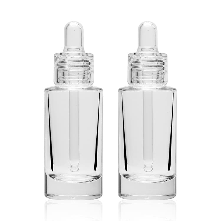 Cosmetic packaging — clear Glass Dropper  bottle Cosmetic Container Manufacturers 30ml clear  Glass Bottle