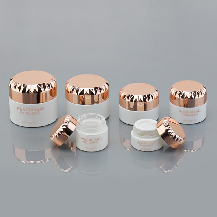 Cosmetic packaging — Luxury Cosmetic Containers 5/10/15/20/30/50g UV Fancy Glass Cosmetic Cream Jar with Rose Gold Lid