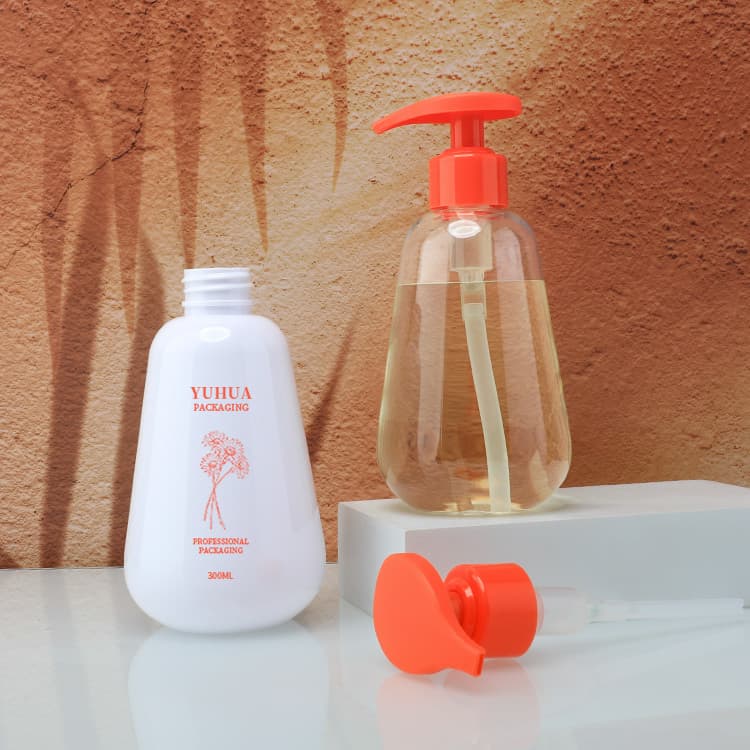 Cosmetic packaging — PET Bottle 300Ml Eco Friendly Body Washing Cleaning Cosmetic Plastic Bottle Recycled Round Shampoo Pump Bottle