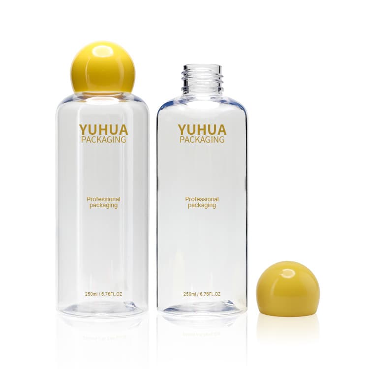Cosmetic packaging — Hot sale cleansing packaging 200ml 250ml PET plastic juice bottle with screw cap