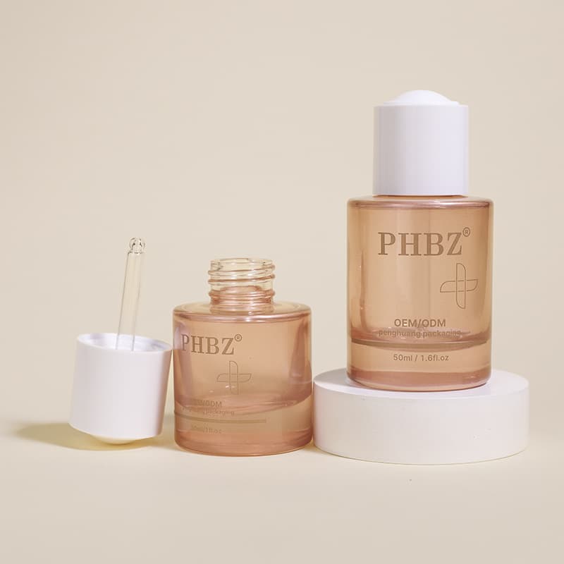 Cosmetic packaging — Luxury 30ml 50ml Clear Glass Dropper Bottle Thick Flat Shoulder Serum Bottle Empty for Skin Care Cream with Essential Oil