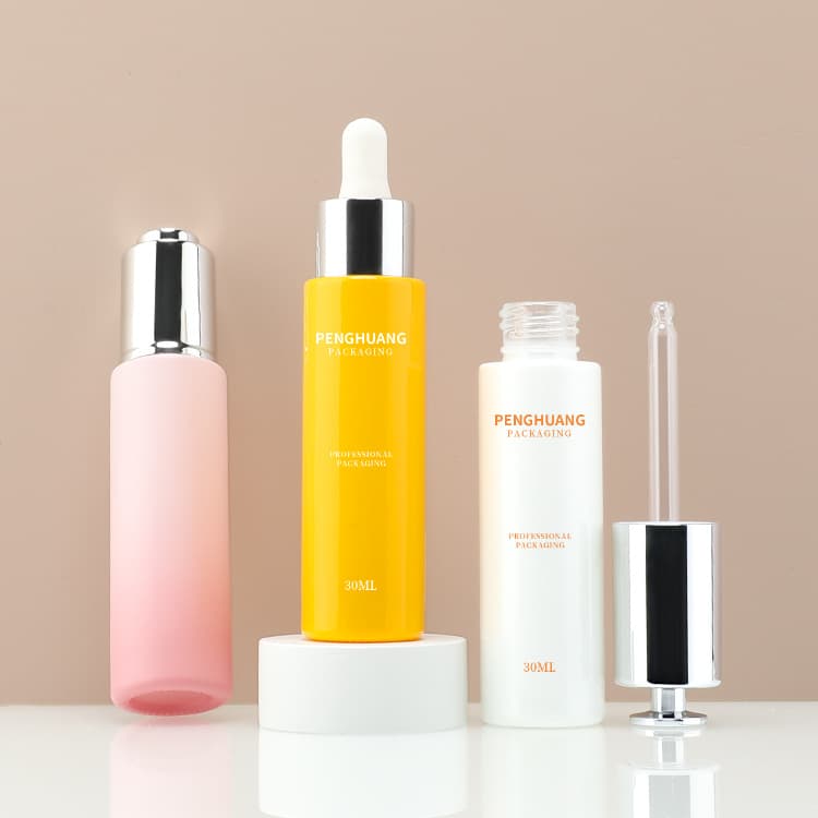 Cosmetic packaging — High Quality Luxury Skincare Packaging Empty clear Glass Dropper Bottle 30ml Press Pump Dropper Bottle 1oz Glass Serum Bottle