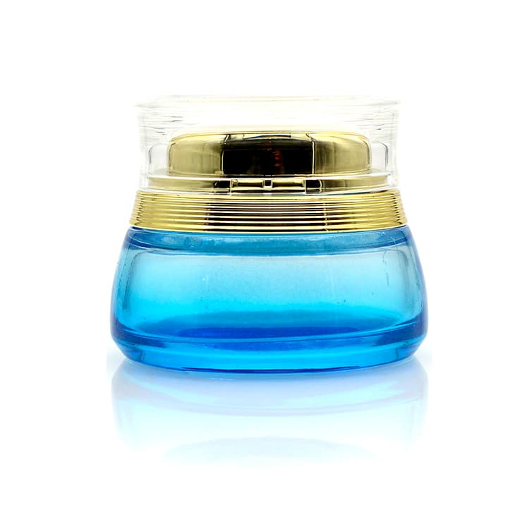 Cosmetic packaging — Manufacturer Wholesale spray paint blue glass jar for face cream Glass jar cosmetics with lid 50g Glass jar packaging