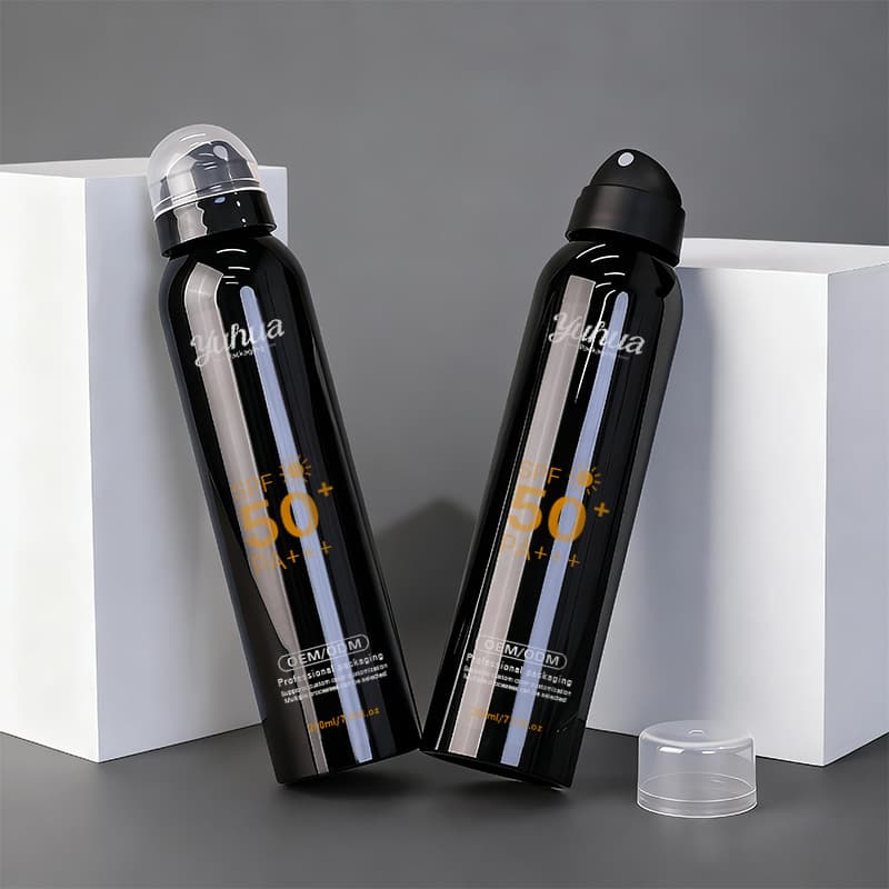Cosmetic packaging — Black 200ml Cylinder Facial Hydrating Mist Spray Bottle Pressure Fine Mist Sprayer PET Makeup Toner Lotion Sunscreen Aerosol