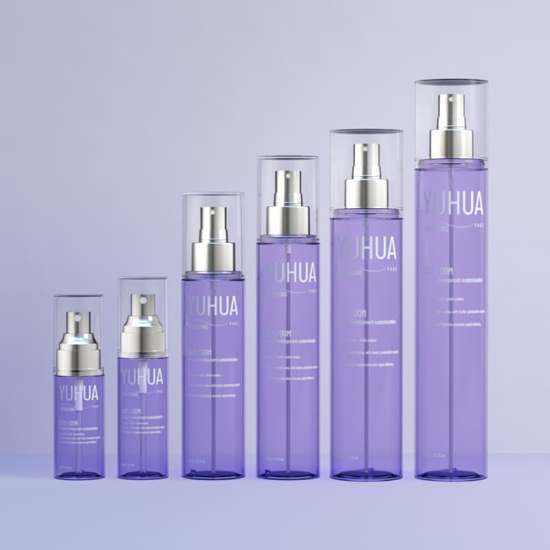 Cosmetic packaging — Premium Custom 40ml-300ml PET Toner Fine Mist Spray Bottle Electroplated for Clear Purple Plastic Cosmetic Pump Sprayer Lotions"
