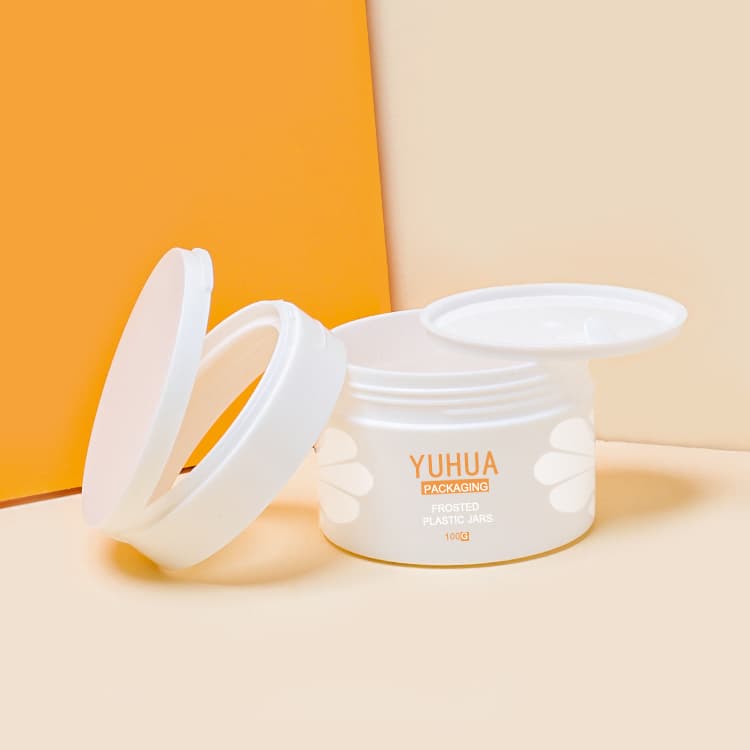 Cosmetic packaging — Beta Hydroxy Acid Facial Scrub Packaging PET Cream Jar Frosted Matte Jar White PP Flip Top Cap 100g 200g Recycled Plastic Jar