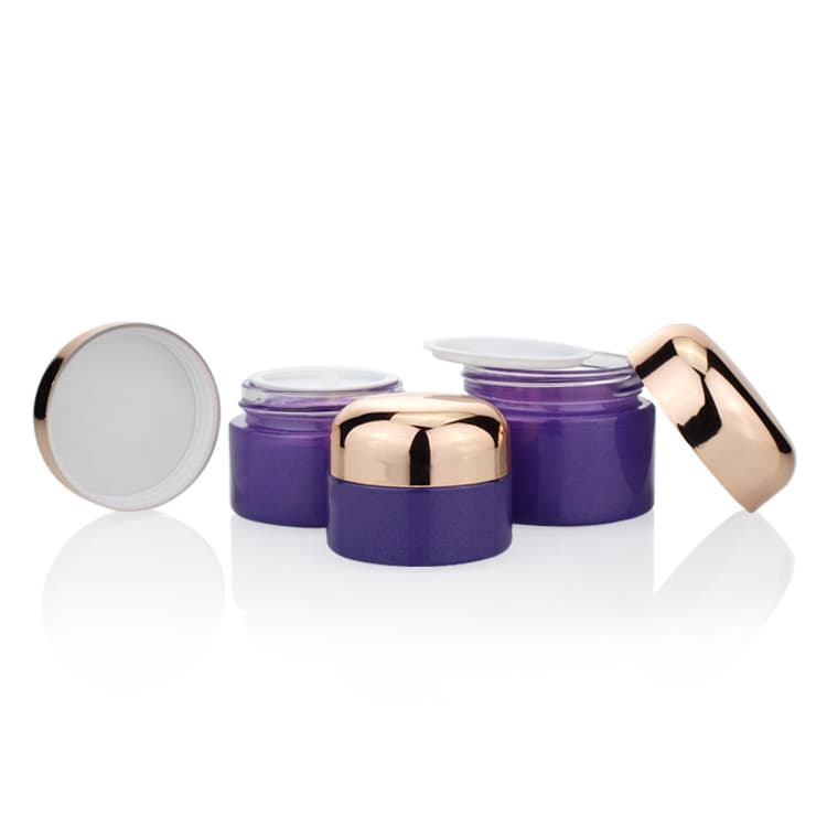 Cosmetic packaging — Cosmetic Jars Jar Container Supplier Empty Custom Glass Luxury 20ml 30ml 50g Purple Frost Glass Bottle/glass Jar Screw Lid Round