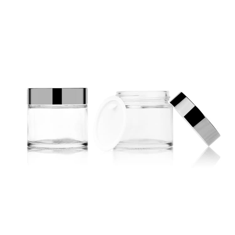 Cosmetic packaging — Clear Frosted Glass Jar with Silver Cap 30g Face Cream Jars Container Manufacturers Cosmetic Packaging Set for Skin Care Jar OEM