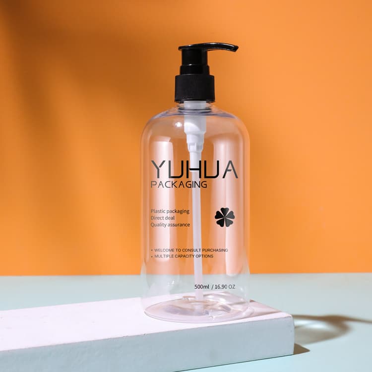 Cosmetic packaging — Pendant Necklace Large Round Empty Plastic Ml 500ml Clear Plastic Screen Printing Plastic Bottle PET Customized PUMP Sprayer