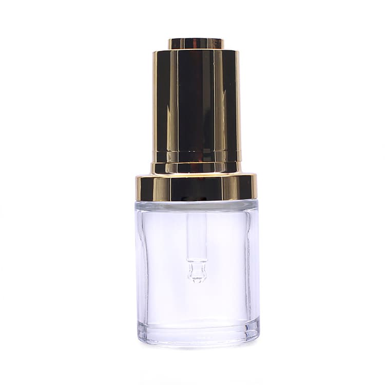 Cosmetic packaging — 15ml 30ml empty clear round shape press pump face serum glass bottle