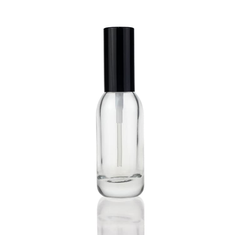 Cosmetic packaging — 15ml luxury round transparent serum dorp bottle with black pump cap