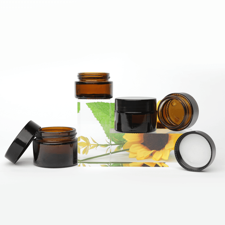 Cosmetic packaging — Round Cosmetic Lotion Cream Jars 20g 30g Round Shaped Empty Face Cream Amber Glass Jar with Screw Lid