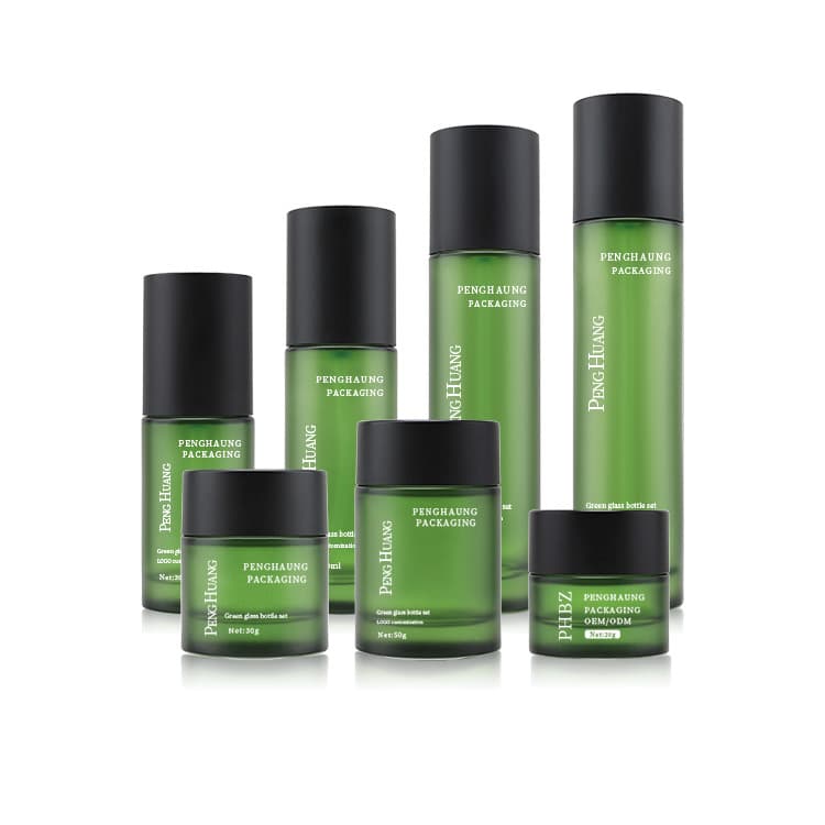Cosmetic packaging — Elegant Customizable High-Quality 100ML Glass Skin Care Set with Cylindrical Shape Glass Lotion Bottles Skincare Packaging Set