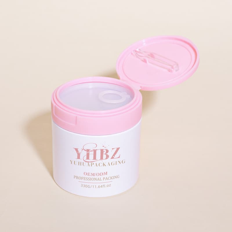 Cosmetic packaging — Custom Empty 270g 330g 360g Cosmetic Clear PET Flip Cap Lid Cream Jar Round Makeup Cotton Skincare Cream Toner Pad Body Salt Jar