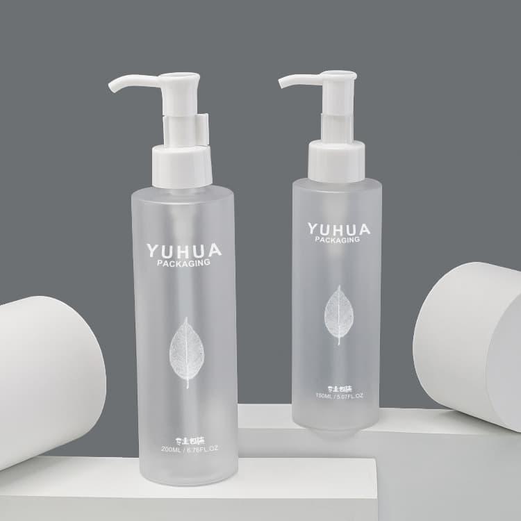 Cosmetic packaging — Refillable Flat Shoulder Body Oil Bottle 150ml 200ml Frosted Cleansing Oil Lotion Oil Make up Remover Lotion Pump Bottle