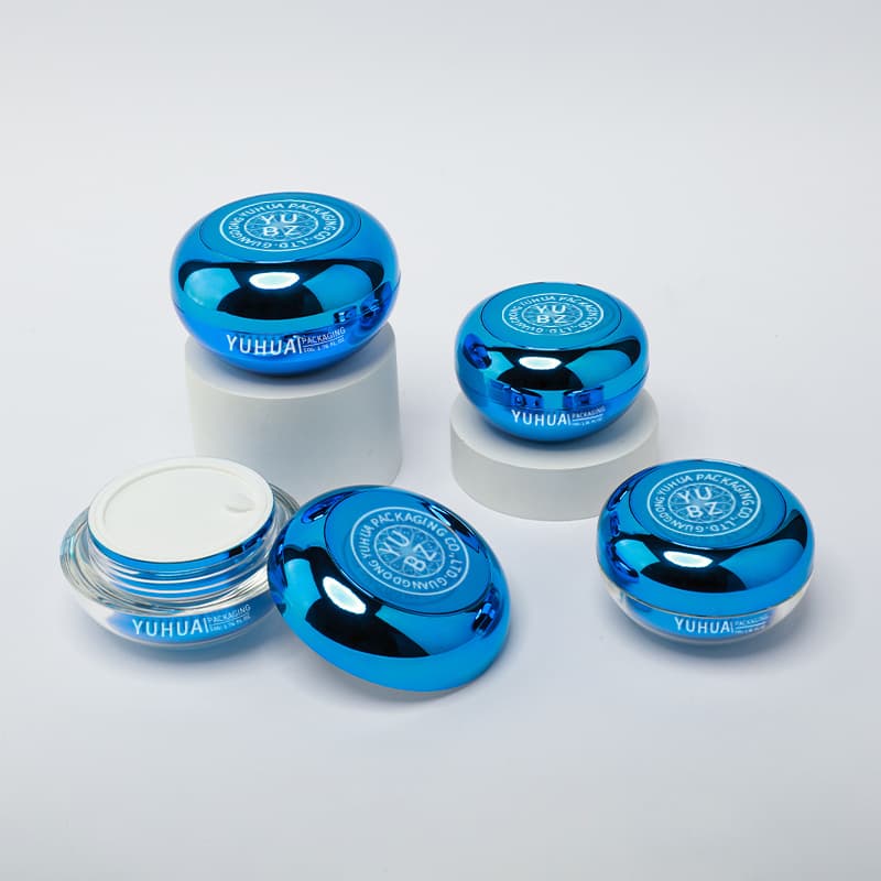 Cosmetic packaging — Luxury 30g/50g Electroplating Acrylic Round Cream Container Screw Top Lid Plastic Cosmetic Jar for Eye Face Skin Care Cream