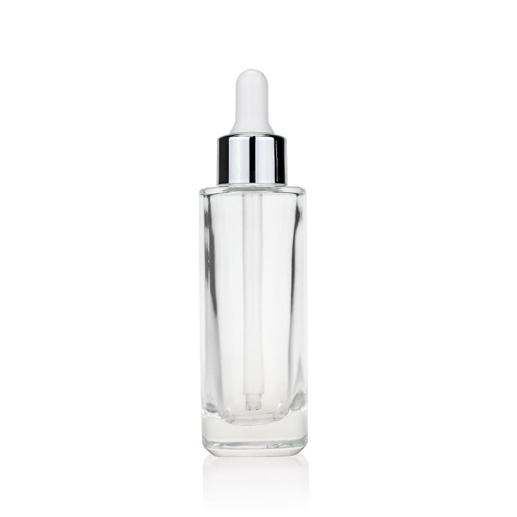 Cosmetic packaging — Fancy square glass bottle with dropper  50ml glass serum bottles for oil clear luxury essens makeup Cosmetic Packaging