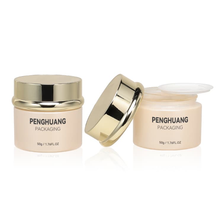 Cosmetic packaging — 50g Skincare Cream Jars Mini Round Glass Face Cream Jar Moisture Cosmetic Jars with Gold Plastic Lid