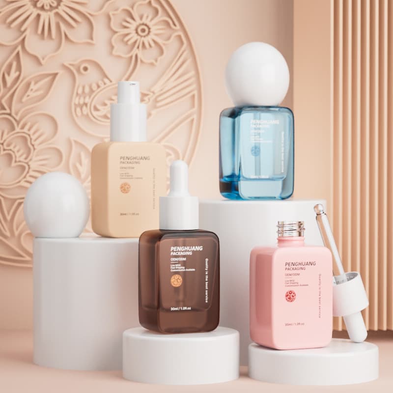 Cosmetic packaging — New Arrival Foundation Bottle Square Flat Shoulder Liquid Foundation Bottle 30ml Glass Dropper Bottle for Skincare Packaging