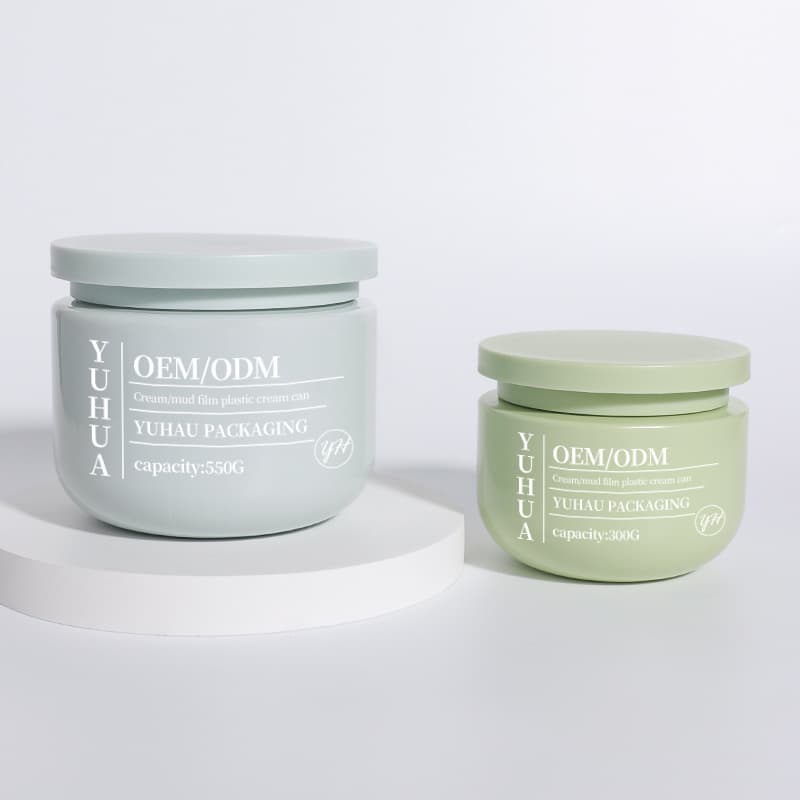 Cosmetic packaging — Cosmetic Packaging 300ml/550ml Plastic Cream Jars Wide Mouth Green Empty Body Butter Containers for Skin Care with Screw Top Cap