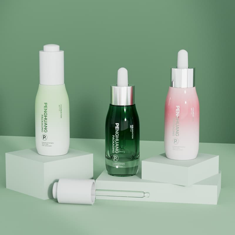 Cosmetic packaging — Wholesale 30ml Translucent Green Glass Dropper Bottle 1oz Skincare Packaging for Face Body Hair Oil for Serum and Eye Drop Use