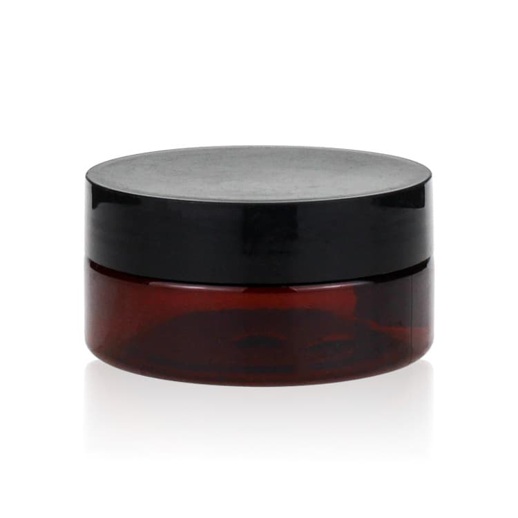 Cosmetic packaging — Hot Sale Empty 80 ML Cosmetic Cream PET Plastic Jar With Brown Screw Lid