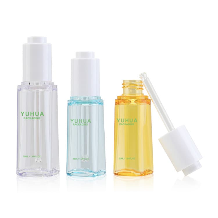 Cosmetic packaging — Fancy skincare packaging plastic serum bottle 30ml 50ml custom hair serum bottle with dropper cap