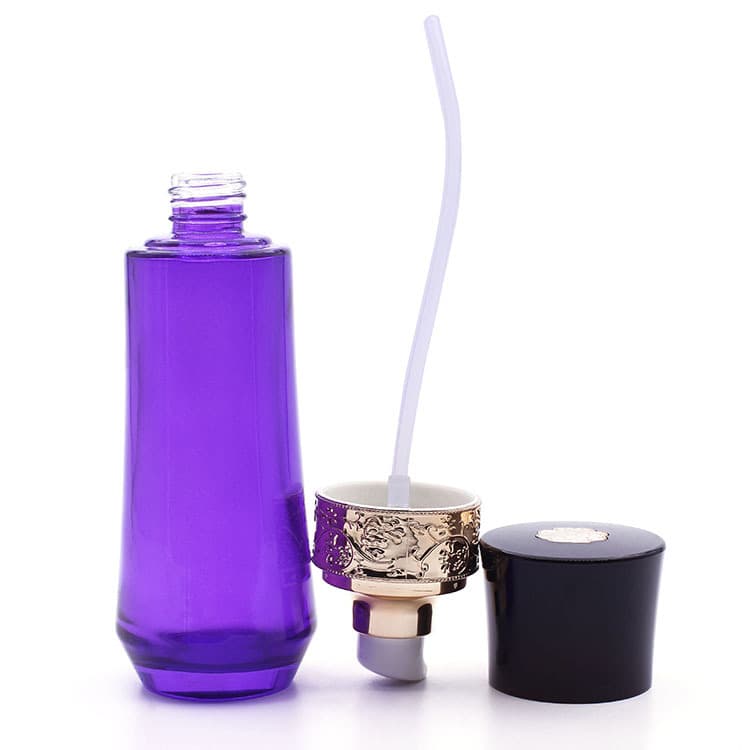 Cosmetic packaging — Fashion Cosmetic Packaging Sets Elegant Purple Empty Glass Lotion Pump Bottle 40ml/60ml/100ml