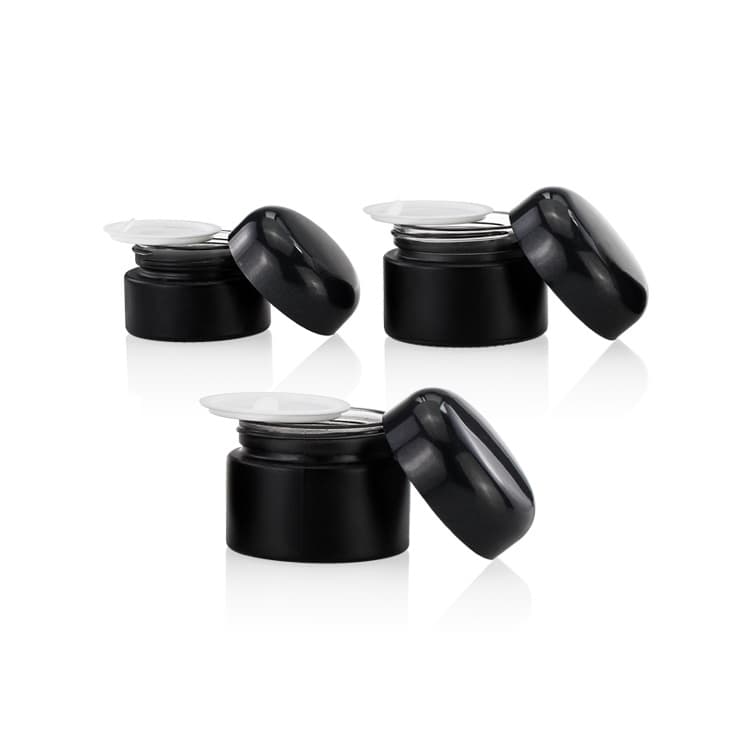 Cosmetic packaging — Empty Cosmetic Packaging 15ml 30ml 50ml Black Glass Cosmetic Cream Jar in Stock