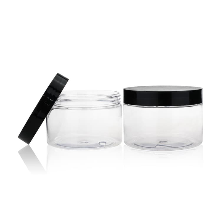 Cosmetic packaging — 300ml 10oz  Plastic PET Clear Empty Cosmetic and Food  Jar Containers