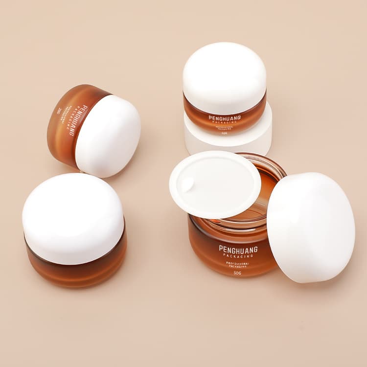 Cosmetic packaging — Custom Luxury Glass Cream Container 15g 20g 30g 50g Amber Color Cosmetics Packaging Body Face Care with Plastic Cap