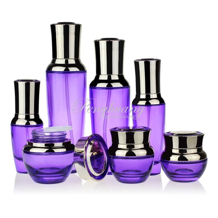 Cosmetic packaging — Luxury Cosmetic Packaging Bottle Set Glass Lotion Bottle and Concealer Cream Jar