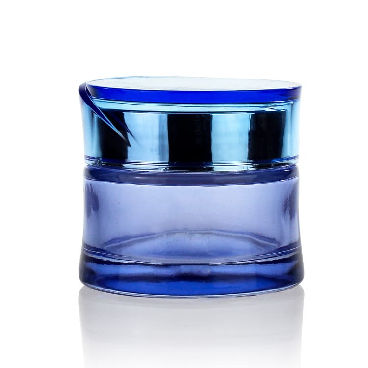 Cosmetic packaging — Glass jar 30g 50g Cosmetic cream Package Blue skin care for face cream glass jar Manufacturer