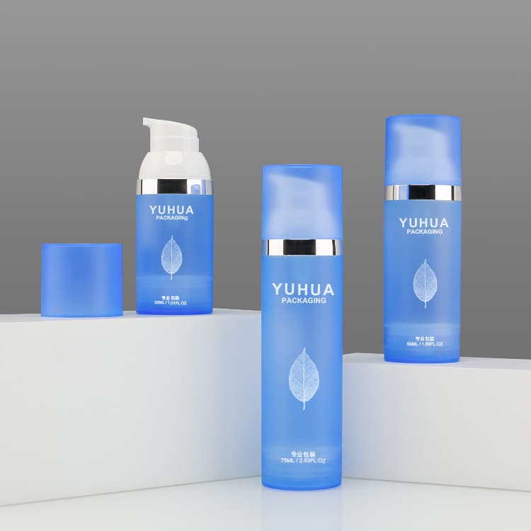 Cosmetic packaging — Customizable Luxury Empty Blue Plastic Lotion Pump Bottle 30 50 75ml Cosmetics Face Skin Care Airless Bottle With Lotion Pump