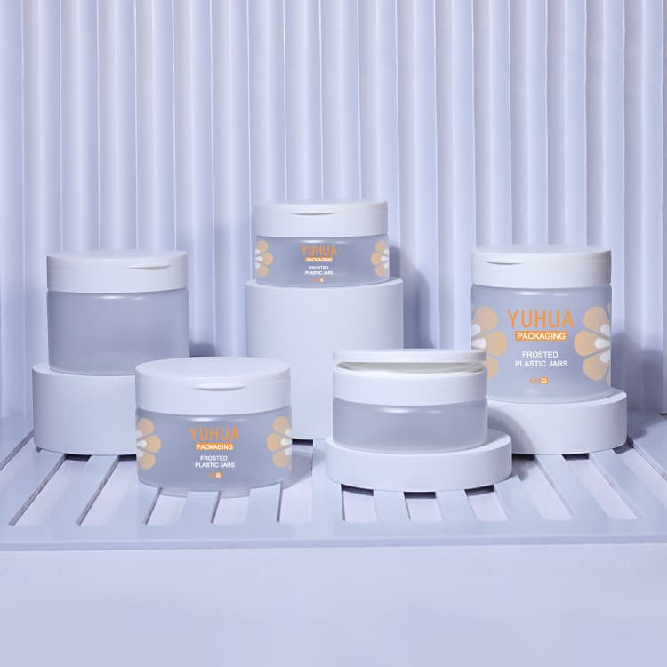 Cosmetic packaging — Free Sample Clear Frosted Round PET Jar 180ml 240ml 300ml 360ml 480ml Plastic Cosmetic Containers Set Flip Lid Cream Plastic Jar