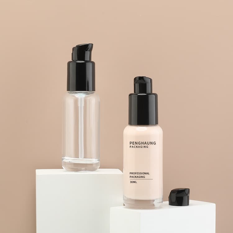 Cosmetic packaging — Empty Refillable Glass Foundation Bottle Pump 30ML Custom Travel Cosmetic Container Skincare Packaging Liquid Foundation Bottle