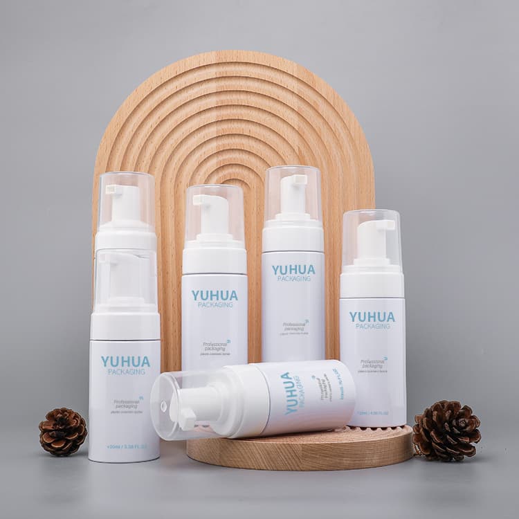 Cosmetic packaging — Eco Friendly Cosmetic Containers 80ml 100ml 120ml PET PCR Skincare Foam Pump Bottle Plastic Facial Cleanser Bottle